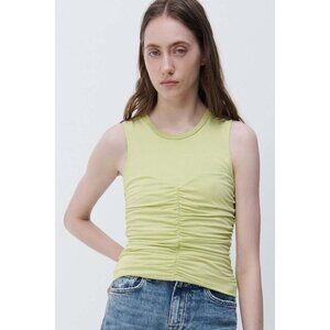 Jonathan Simkhai Kristiana neon green ruched tank size M